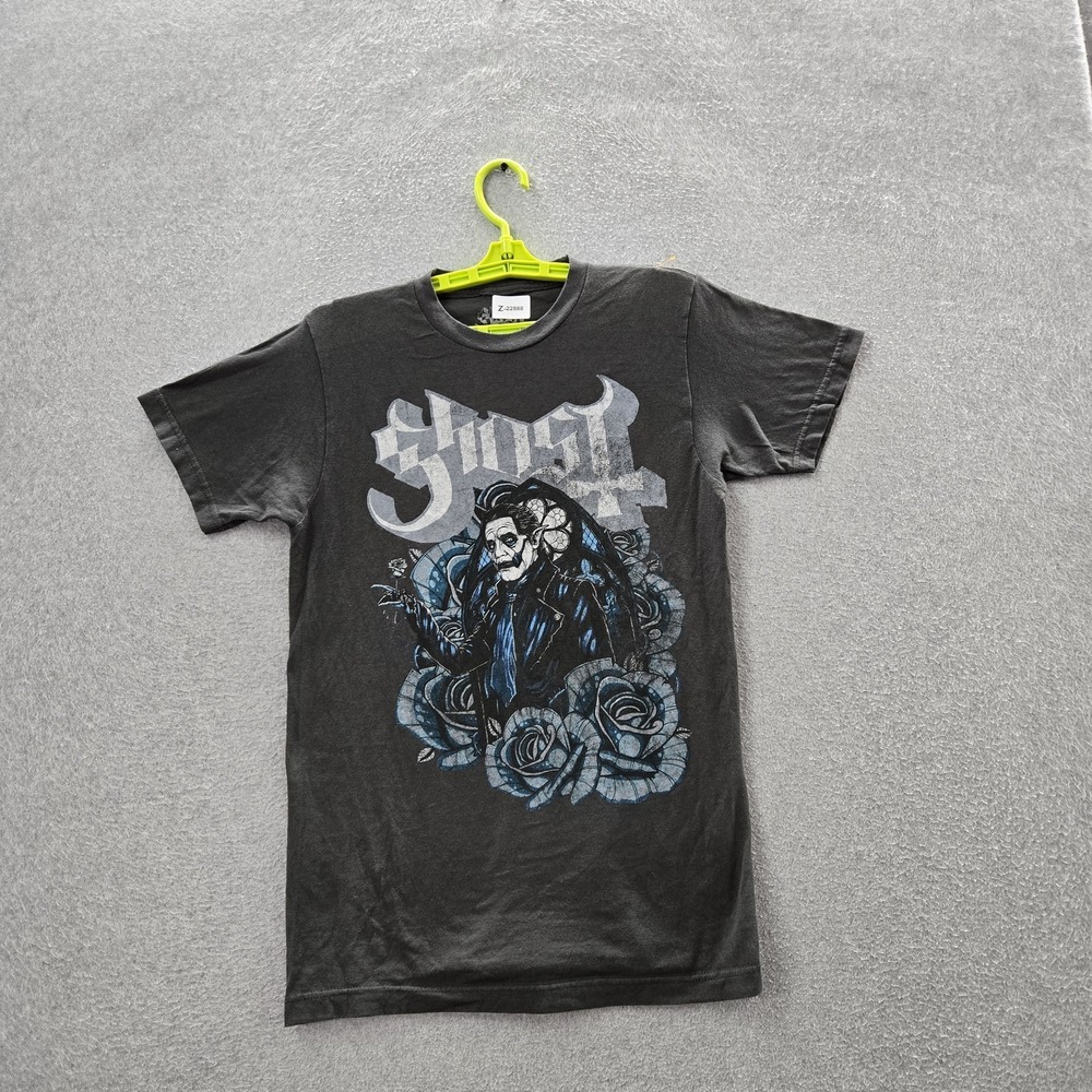 Ghost Men Shirt M‎ Black Rock Band Blue Roses Short Sleeve Logo